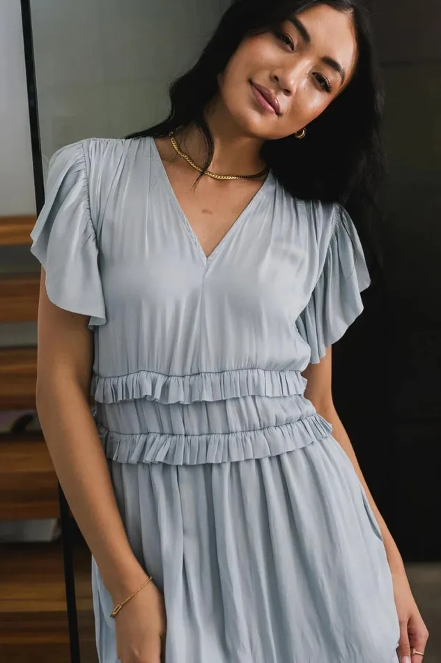 Willa Ruffle Dress In Light Blue Light Blue Women Bohme Dresses