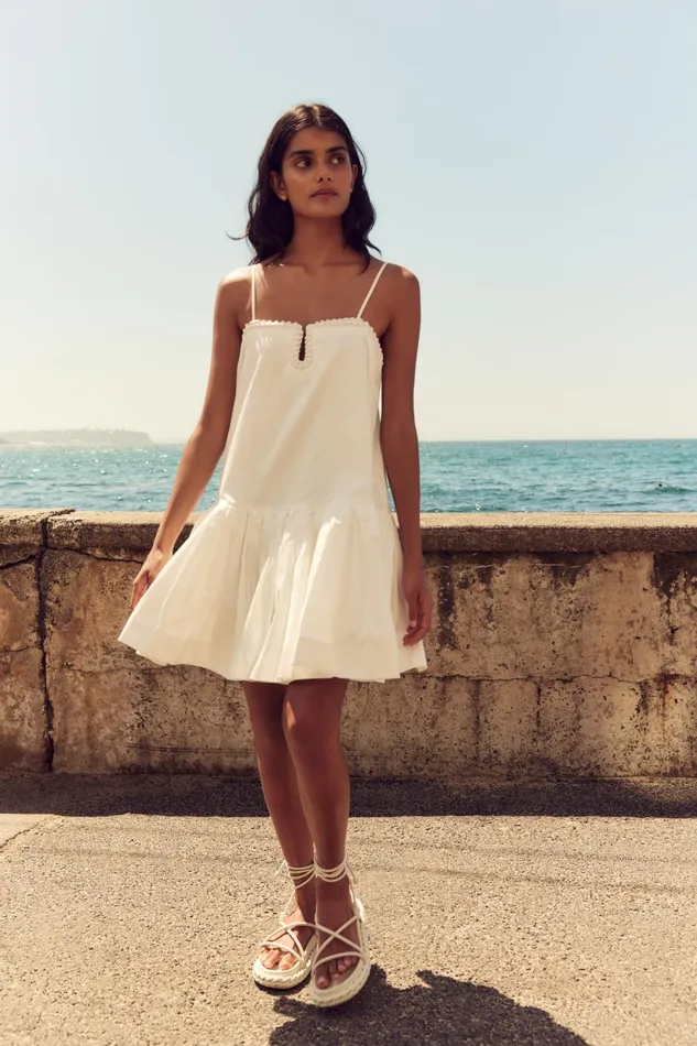 Willow Sweetheart Mini Dress Ivory Women Aje White Dresses
