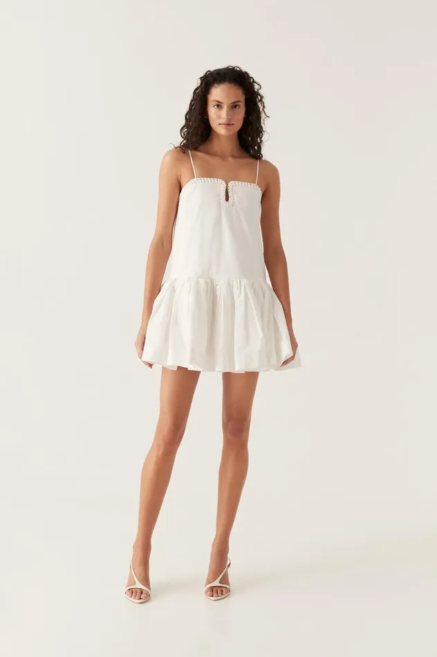 Willow Sweetheart Mini Dress Ivory Women Aje White Dresses