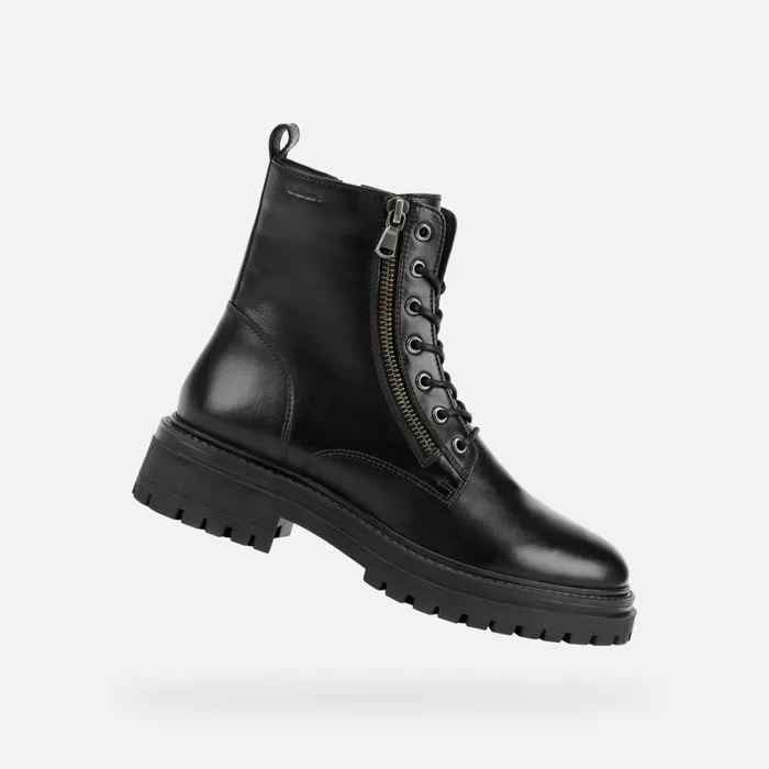 Woman Geox Ankle Boots IRIDEA F Combat Boots Black Woman Geox Black