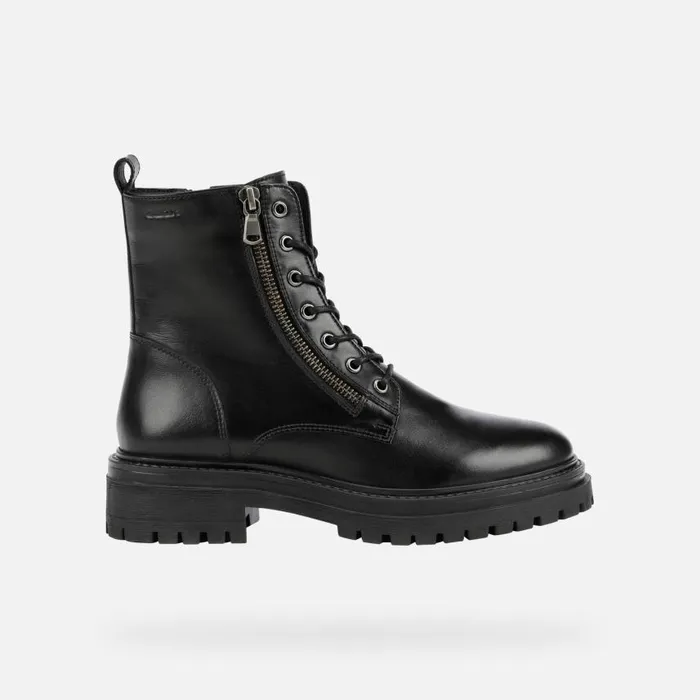 Woman Geox Ankle Boots IRIDEA F Combat Boots Black Woman Geox Black