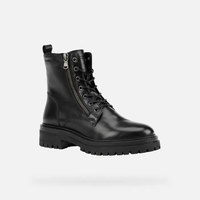 Woman Geox Ankle Boots IRIDEA F Combat Boots Black Woman Geox Black