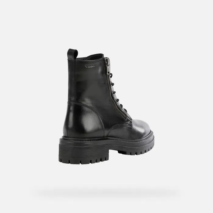 Woman Geox Ankle Boots IRIDEA F Combat Boots Black Woman Geox Black