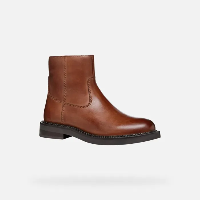 Woman Geox Ankle Boots SERILDA WOMAN Light Brown Low Heel Ankle Boots Light Brown