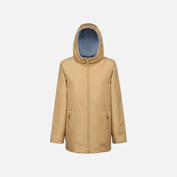 Woman Geox Jackets DORALEA WOMAN TravertineInfinity Reversible Jacket Travertineinfinity