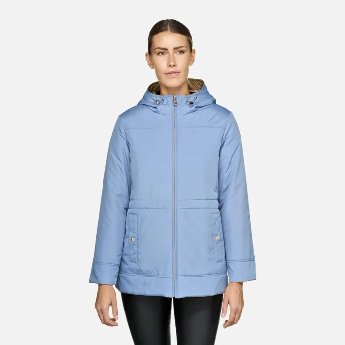 Woman Geox Jackets DORALEA WOMAN TravertineInfinity Reversible Jacket Travertineinfinity