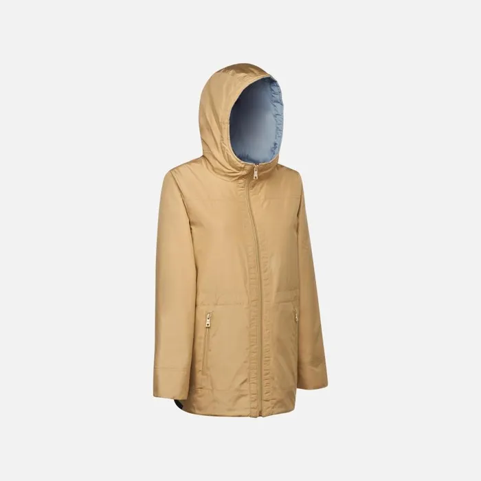 Woman Geox Jackets DORALEA WOMAN TravertineInfinity Reversible Jacket Travertineinfinity