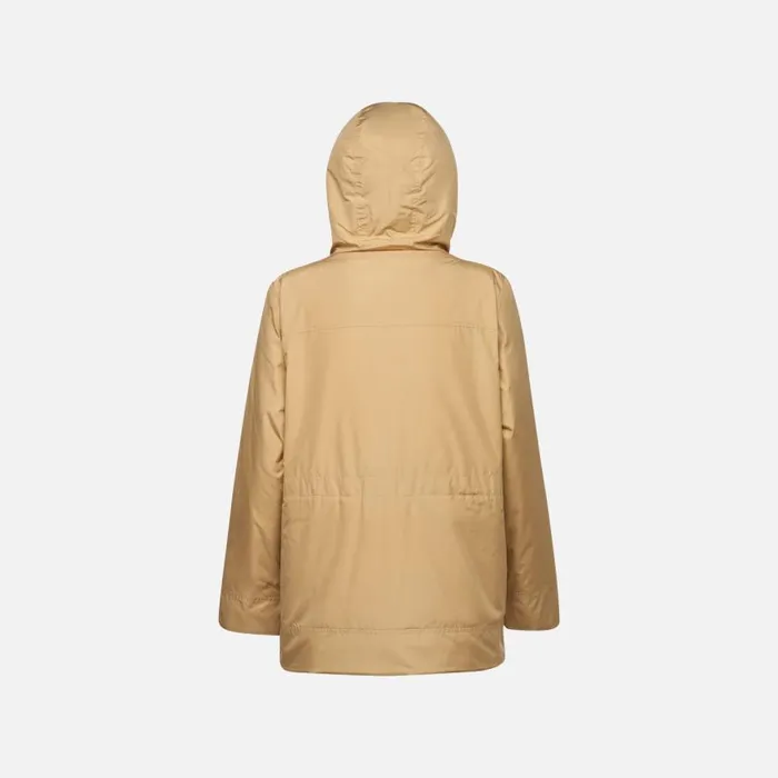 Woman Geox Jackets DORALEA WOMAN TravertineInfinity Reversible Jacket Travertineinfinity