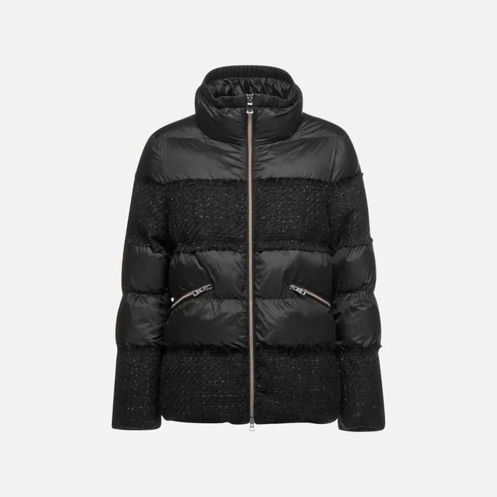 Woman Geox Jackets MANILVA WOMAN BlackBlack Quilted Jacket Blackblack