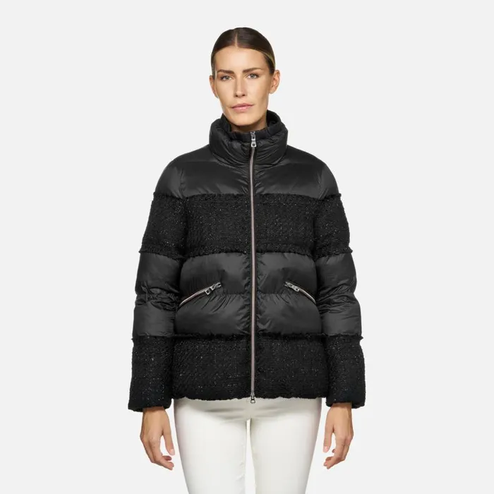 Woman Geox Jackets MANILVA WOMAN BlackBlack Quilted Jacket Blackblack