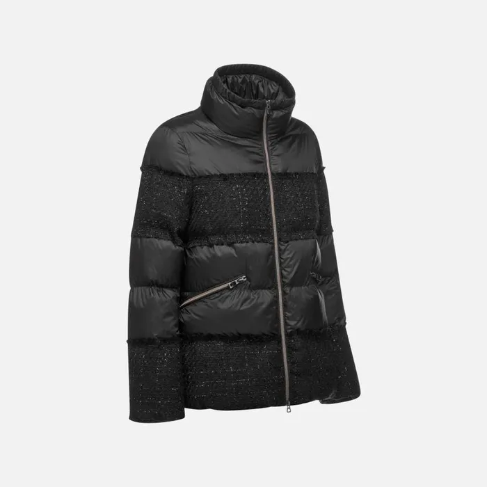 Woman Geox Jackets MANILVA WOMAN BlackBlack Quilted Jacket Blackblack