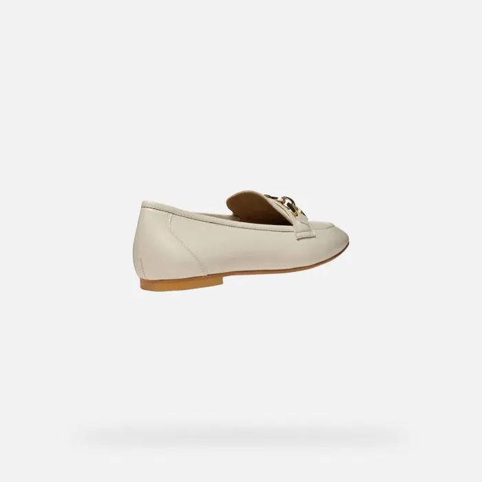 Woman Geox Loafers LLIZIA WOMAN Papyrus Leather Loafers Papyrus