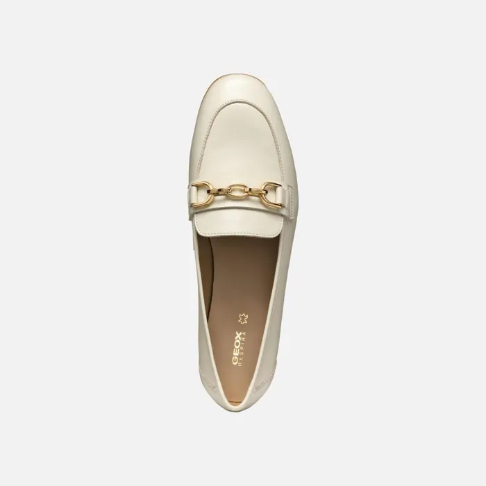 Woman Geox Loafers LLIZIA WOMAN Papyrus Leather Loafers Papyrus