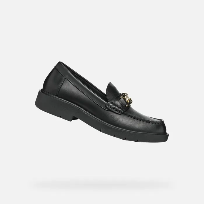 Woman Geox Loafers SPHERICA EC1 C Leather Loafers Black Woman Geox Black