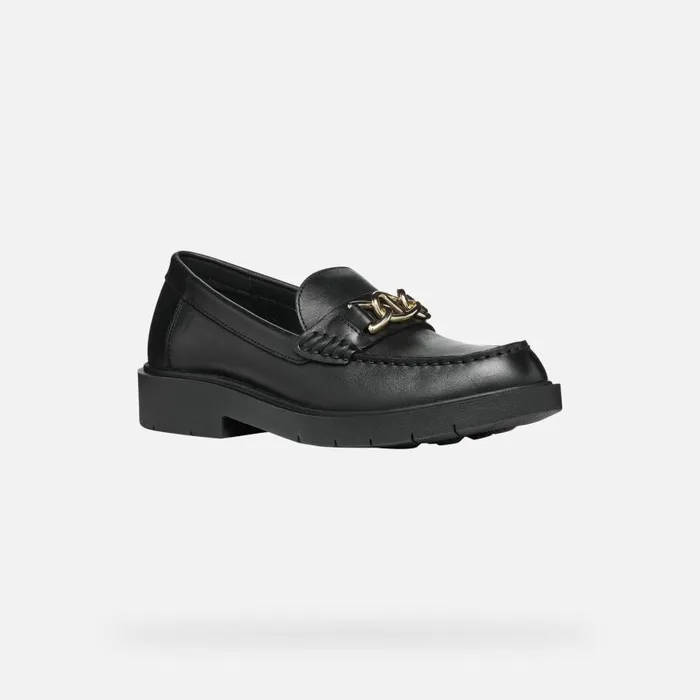 Woman Geox Loafers SPHERICA EC1 C Leather Loafers Black Woman Geox Black