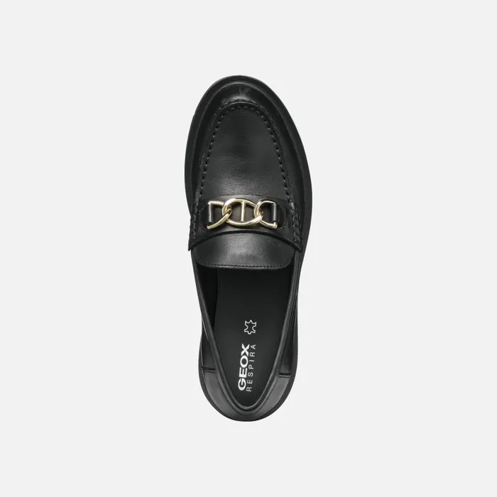 Woman Geox Loafers SPHERICA EC1 C Leather Loafers Black Woman Geox Black