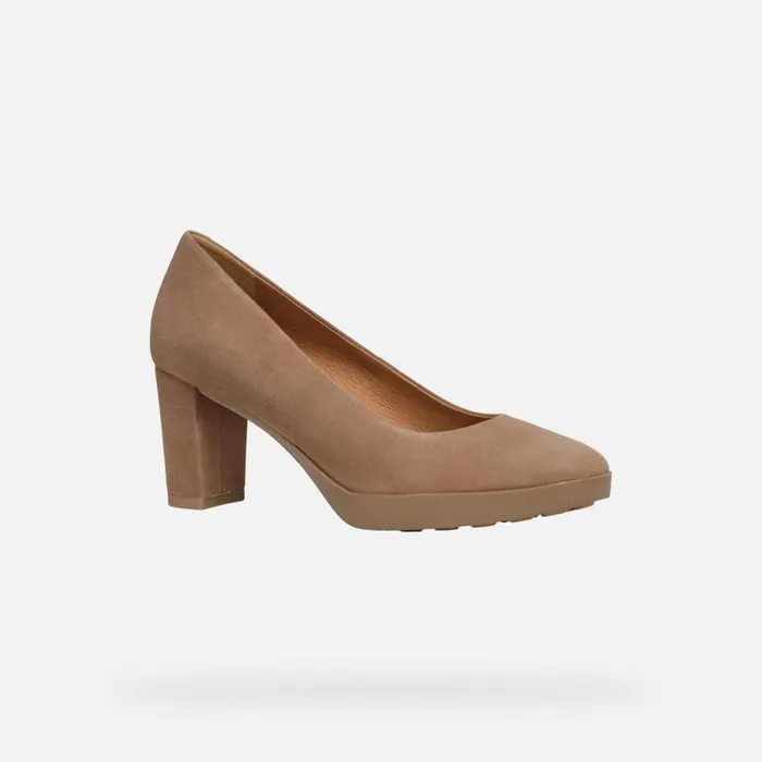 Woman Geox Pumps WALK PLEASURE 60 WOMAN Mud Medium Heel Pumps Mud