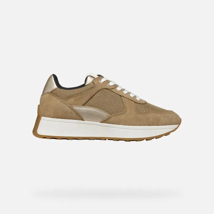 Woman Geox Sneakers AMABEL WOMAN Taupe Low Top Sneakers Taupe