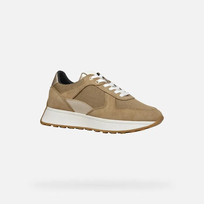 Woman Geox Sneakers AMABEL WOMAN Taupe Low Top Sneakers Taupe