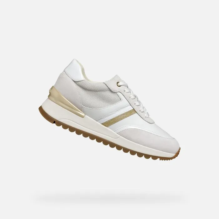 Woman Geox Sneakers DESYA WOMAN WhiteGold Low Top Sneakers Whitegold