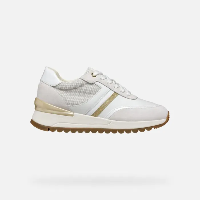Woman Geox Sneakers DESYA WOMAN WhiteGold Low Top Sneakers Whitegold