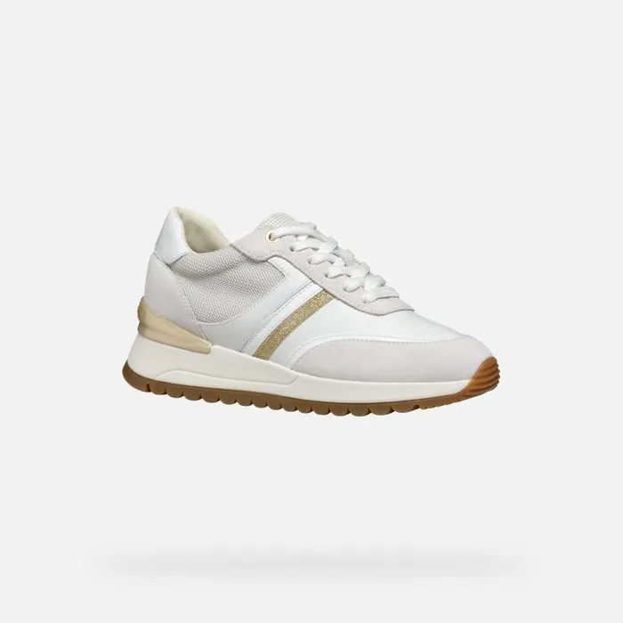 Woman Geox Sneakers DESYA WOMAN WhiteGold Low Top Sneakers Whitegold