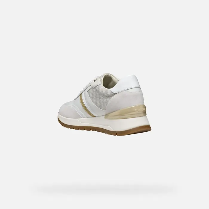 Woman Geox Sneakers DESYA WOMAN WhiteGold Low Top Sneakers Whitegold