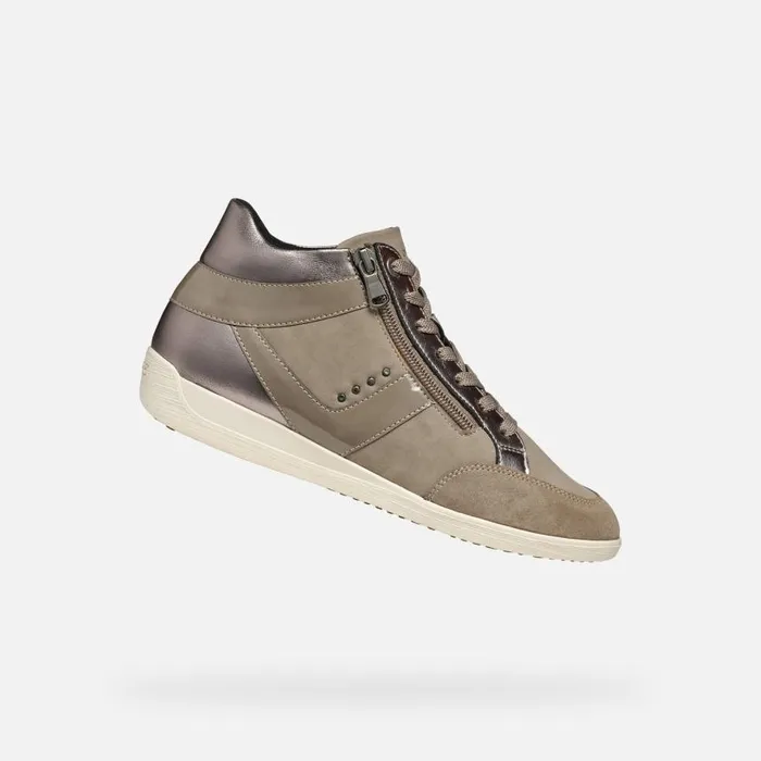 Woman Geox Sneakers MYRIA WOMAN Taupe High Top Sneakers Taupe