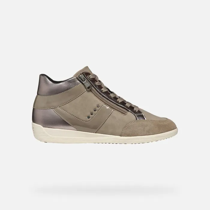 Woman Geox Sneakers MYRIA WOMAN Taupe High Top Sneakers Taupe