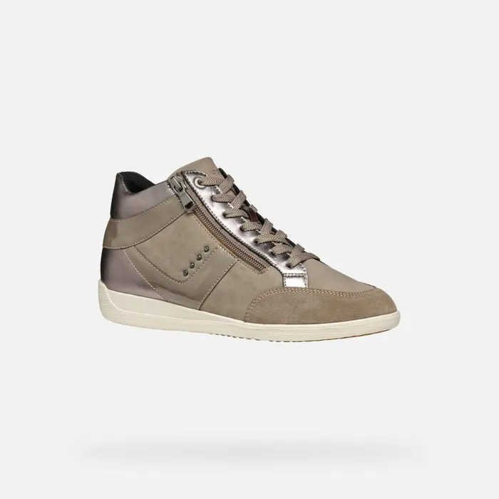 Woman Geox Sneakers MYRIA WOMAN Taupe High Top Sneakers Taupe