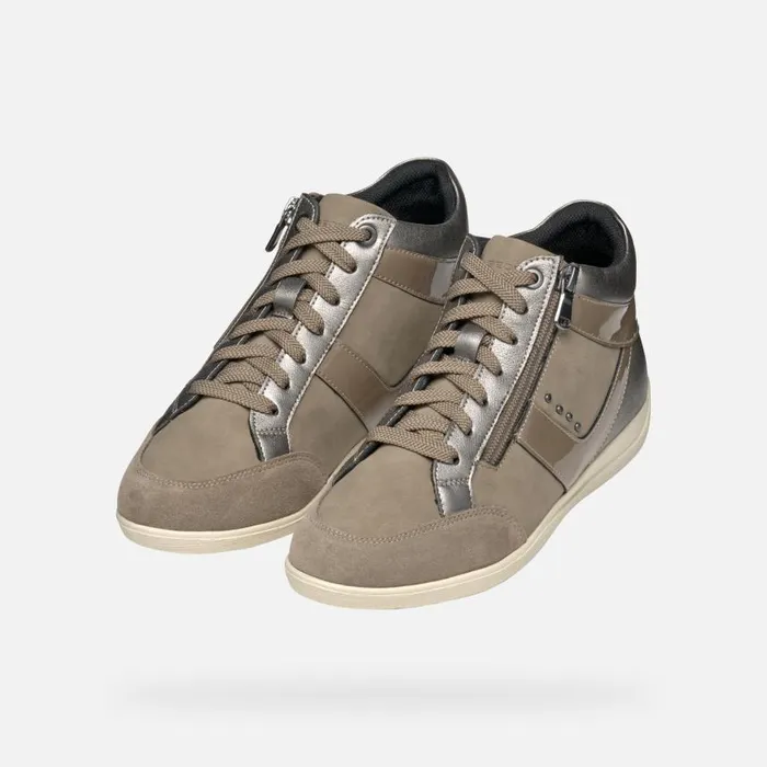 Woman Geox Sneakers MYRIA WOMAN Taupe High Top Sneakers Taupe