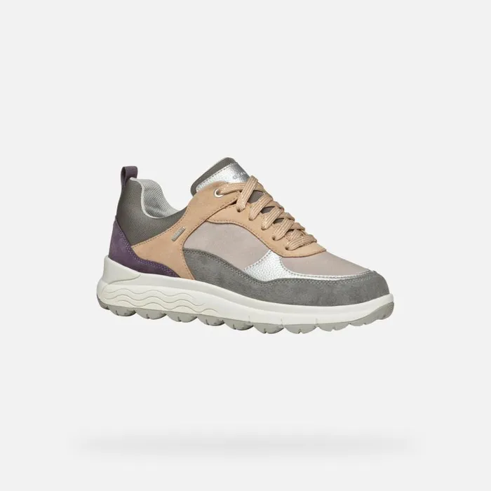 Woman Geox Sneakers SPHERICA 4X4 ABX WOMAN Dark GreyDark Purple Waterproof Trainers Dark Greydark Purple