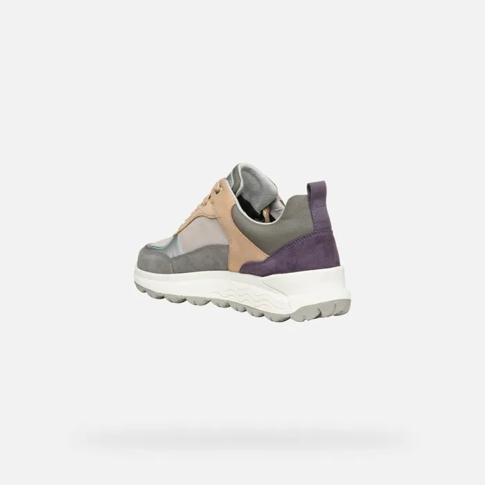 Woman Geox Sneakers SPHERICA 4X4 ABX WOMAN Dark GreyDark Purple Waterproof Trainers Dark Greydark Purple