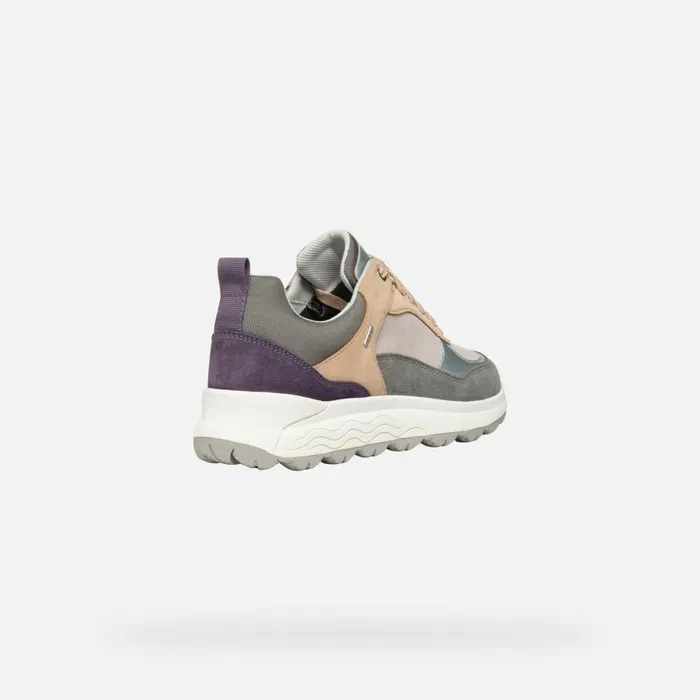 Woman Geox Sneakers SPHERICA 4X4 ABX WOMAN Dark GreyDark Purple Waterproof Trainers Dark Greydark Purple
