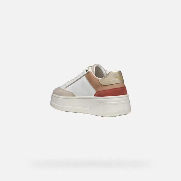 Woman Geox Sneakers SPHERICA ECUB2 WOMAN WhiteLight Taupe Low Top Sneakers Whitelight Taupe