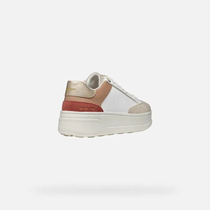 Woman Geox Sneakers SPHERICA ECUB2 WOMAN WhiteLight Taupe Low Top Sneakers Whitelight Taupe