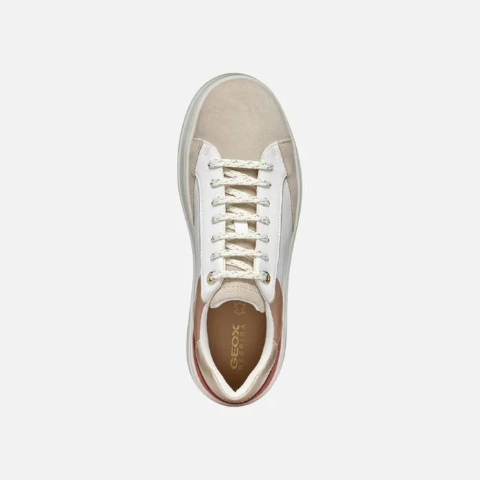 Woman Geox Sneakers SPHERICA ECUB2 WOMAN WhiteLight Taupe Low Top Sneakers Whitelight Taupe