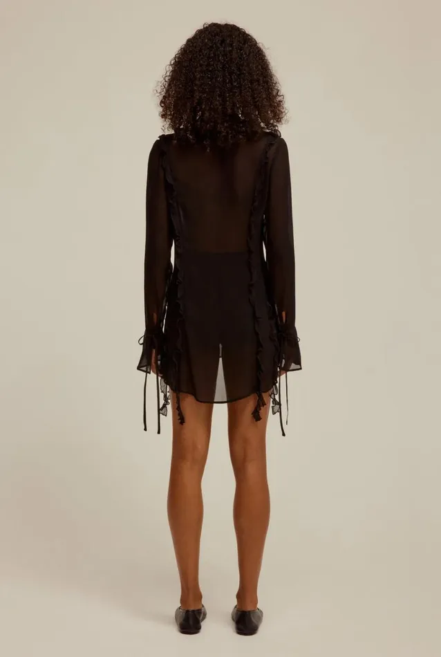Woman Venroy Dresses Sheer Ruffle Mini Dress