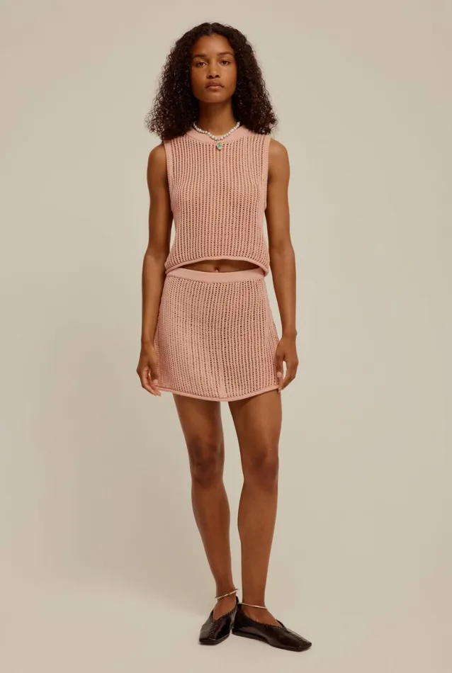 Woman Venroy Knitwear Crochet Knit Tank