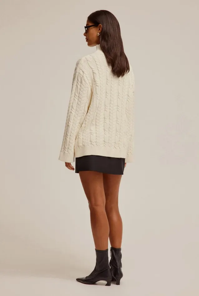 Woman Venroy Sweaters Cable Knit Funnel Neck Sweater