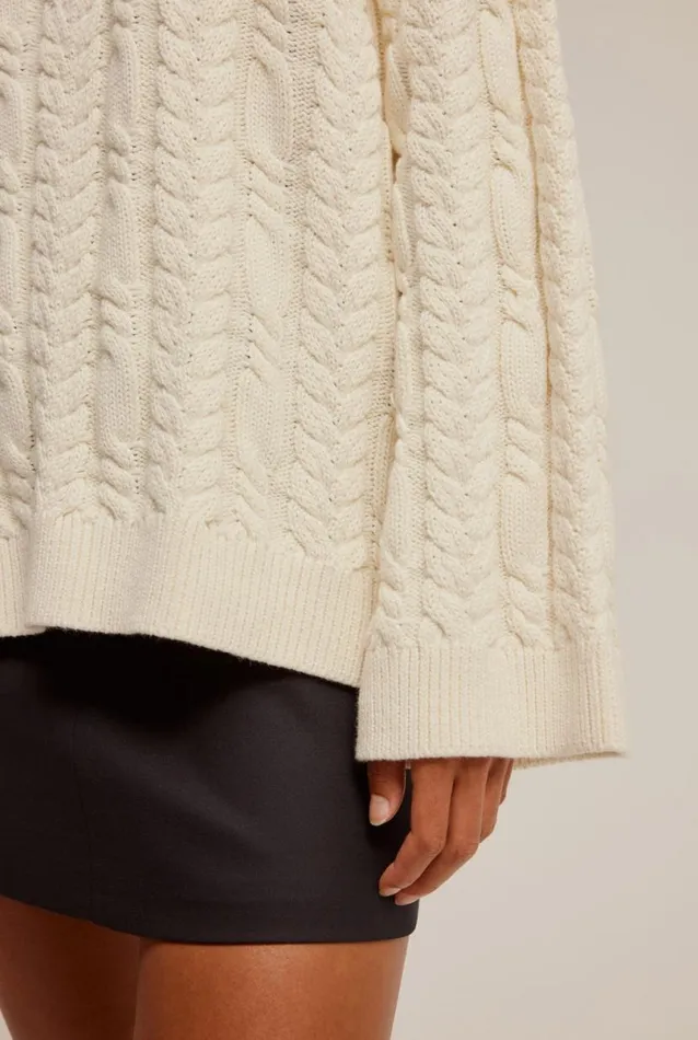Woman Venroy Sweaters Cable Knit Funnel Neck Sweater