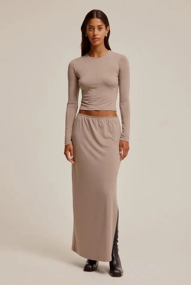 Woman Venroy Tops Long Sleeve Jersey Crop Top