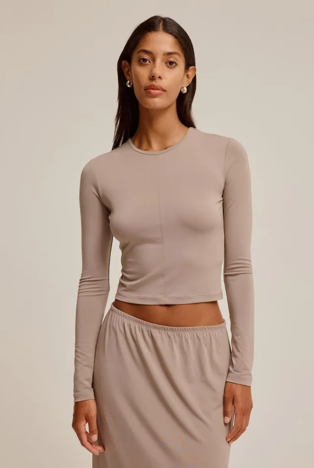 Woman Venroy Tops Long Sleeve Jersey Crop Top