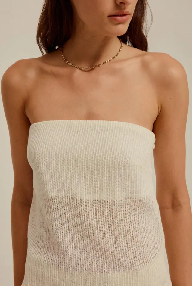 Woman Venroy Tops Strapless Open Weave Column Top