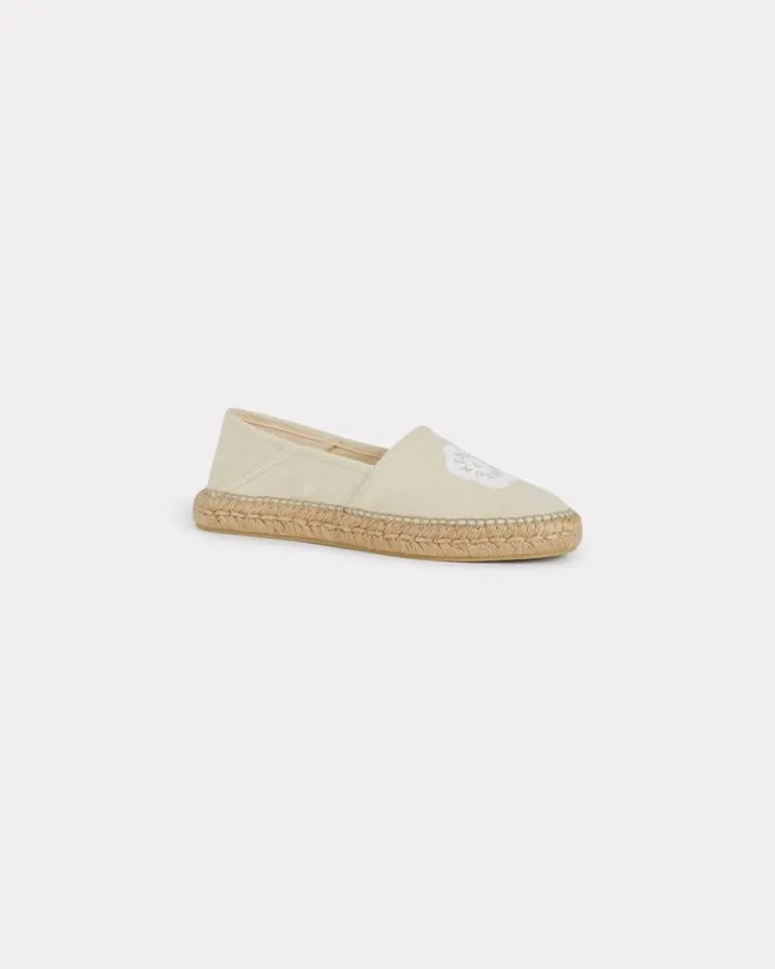 Women 039Boke Flower 20039 Embroidered Canvas Espadrilles Ecru Kenzo Mules And Espadrilles