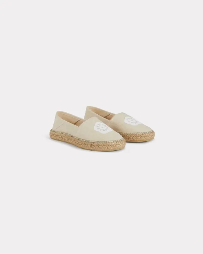 Women 039Boke Flower 20039 Embroidered Canvas Espadrilles Ecru Kenzo Mules And Espadrilles