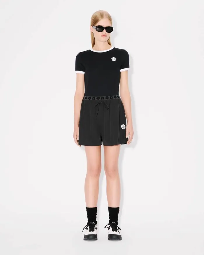 Women 039Boke Flower 20039 Short In Technical Cotton Black Kenzo Pants And Shorts