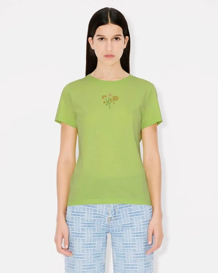 Women 039KENZO Jungle Flower039 Tshirt In Cotton Lemon Kenzo Tshirts And Polos