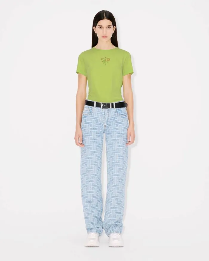 Women 039KENZO Jungle Flower039 Tshirt In Cotton Lemon Kenzo Tshirts And Polos