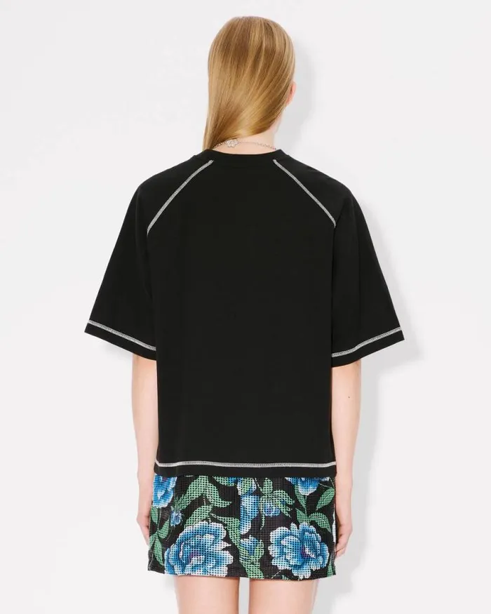 Women 039KENZO Peonies039 Tshirt In Cotton Black Kenzo Tshirts And Polos